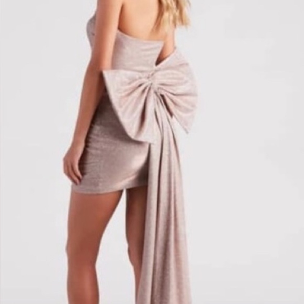 Windsor Pink Glitter Strapless Dress
